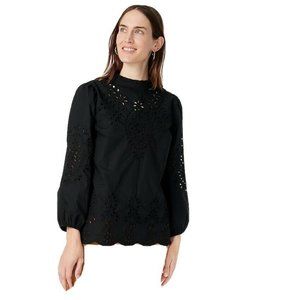 J.crew Mockneck cotton poplin embroidered Top